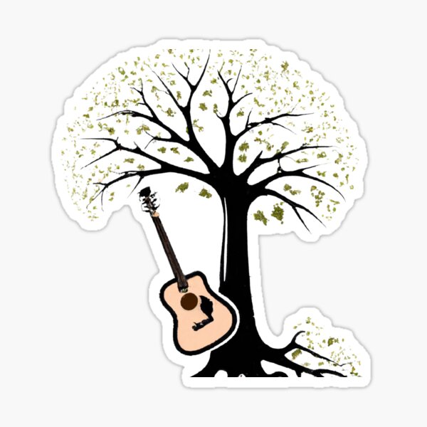 Acoustic Guitar Tree Of Life Guitar Player Nature Guitarist Sticker