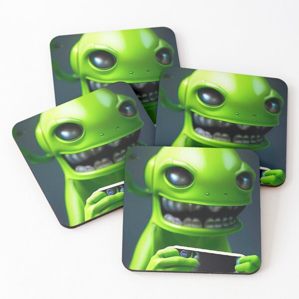 Aperçu de l'œuvre Art extraterrestre vert. Téléphone selfie Alien drôle créée et vendue par Neo-Expression.