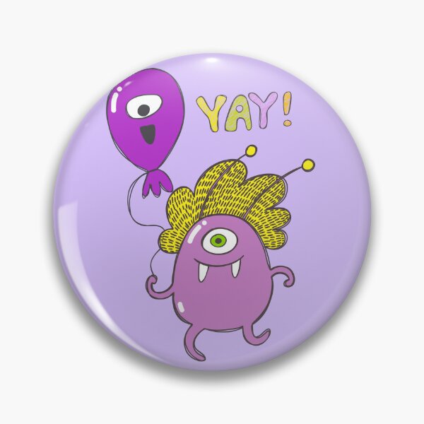 Item preview, Happy Pink Oneeye Monster with Balloon Yay! designed and sold by KOTOdesign.