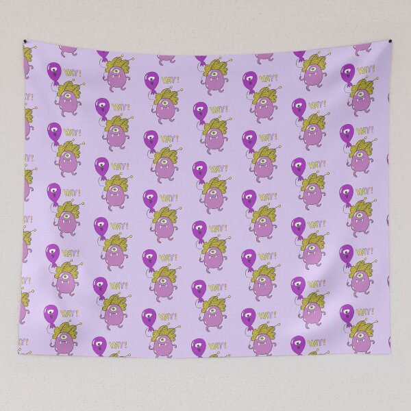 Item preview, Happy Pink Oneeye Monster with Balloon Yay! designed and sold by KOTOdesign.