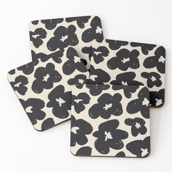 Item preview, Bold Flower Pattern - Black and Beige Flowers designed and sold by BohomadicStudio.