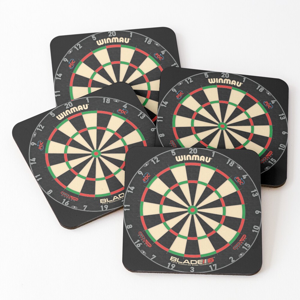 Dessous de verre (lot de 4) avec l'œuvre « Cible de fléchettes Winmau Blade  6 Triple Core PDC » de l'artiste MarcoSc11