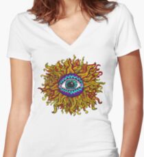 Psychedelic Sunflower - Just the flower Fitted V-Neck T-Shirt