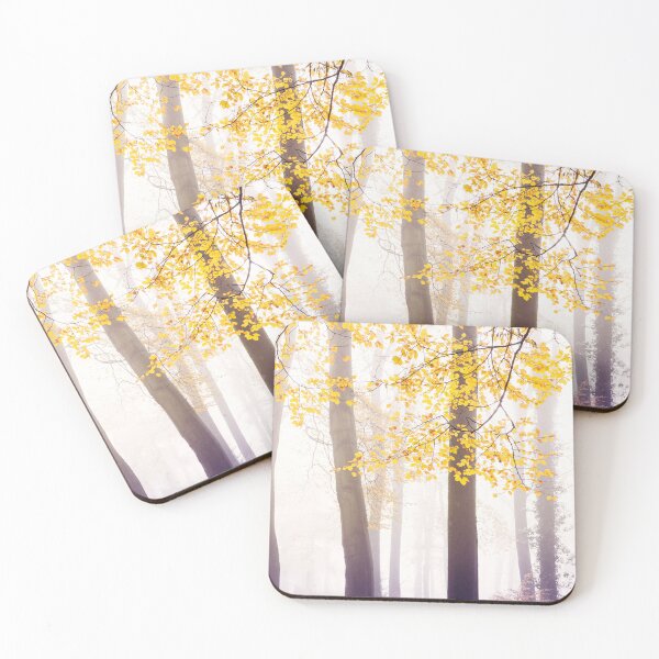 Item preview, Yellow leaves of beech trees, shining bright in the fog designed and sold by Victoria Ashman.