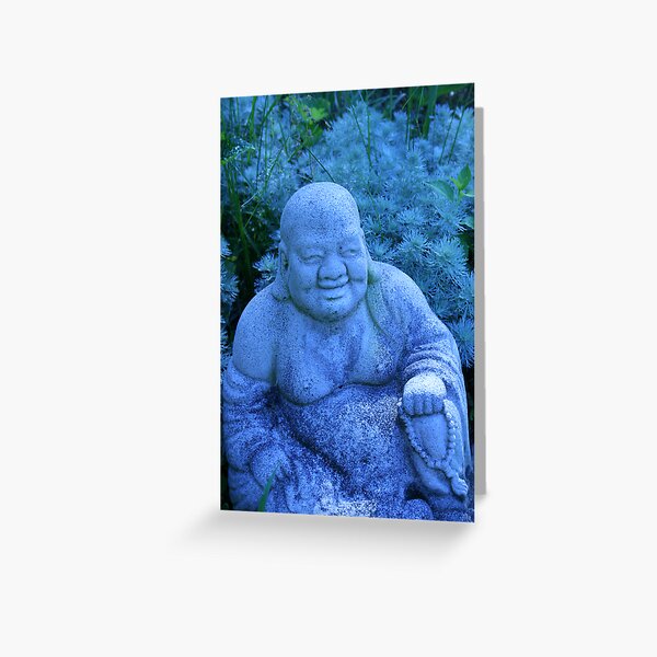 garden buddha in blue Greeting Card