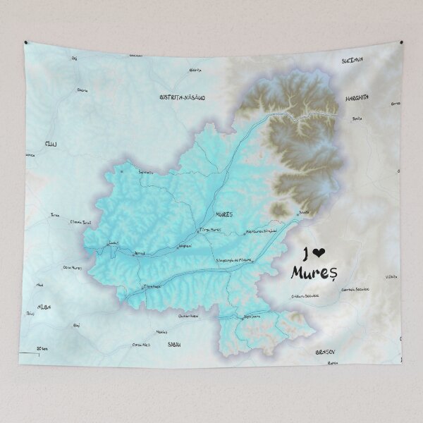 Item preview, Mureș County Map, România designed and sold by maptheclouds.