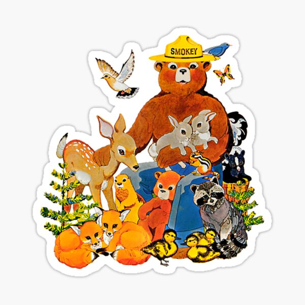 Vintage Smokey The Bear Babes in the Woods Sticker