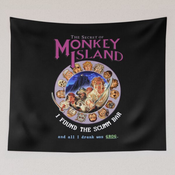 Item preview, Secret of Monkey Island - I FOUND THE SCUMM BAR and all I drank was GROG. - Classic MS-DOS point and click graphic adventure game! designed and sold by RetroTeeStudio.