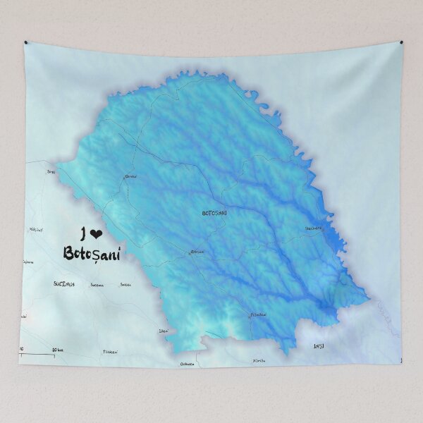 Item preview, Botoșani County Map, România designed and sold by maptheclouds.