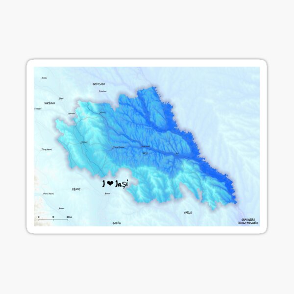 Iași County Map, România Sticker
