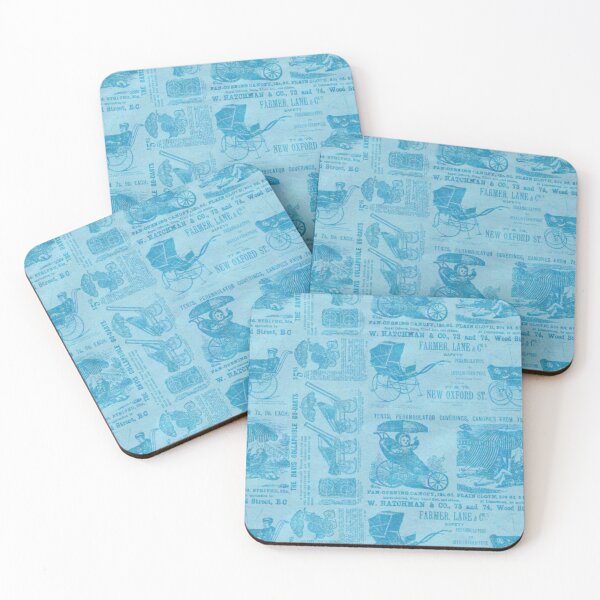 Item preview, Victorian Inspired Newsprint - Blue designed and sold by TotallyRetroArt.