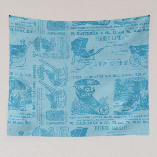 Item preview, Victorian Inspired Newsprint - Blue designed and sold by TotallyRetroArt.