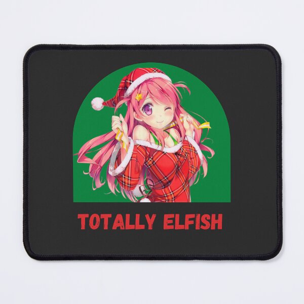 Item preview, Totally Elfish Cute Anime Christmas Elf, Bright Colors, Bright Green Background, Bold Text designed and sold by Lost-World-Shop.