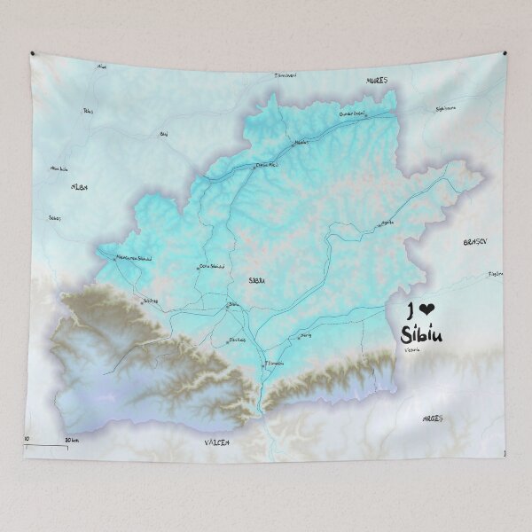 Item preview, Sibiu County Map, România designed and sold by maptheclouds.