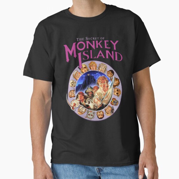 Artikel-Vorschau von Secret of Monkey Island - Logo und Piraten-Coderad - Klassisches MS-DOS-Point-and-Click-Grafik-Abenteuerspiel!, designt und verkauft von RetroTeeStudio.
