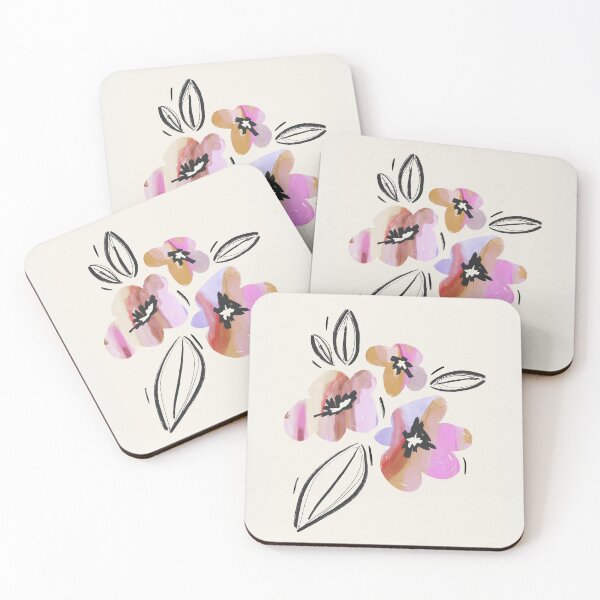 Item preview, Modern Boho Flower Bouquet - Pink Lila Flowers Sketch designed and sold by BohomadicStudio.