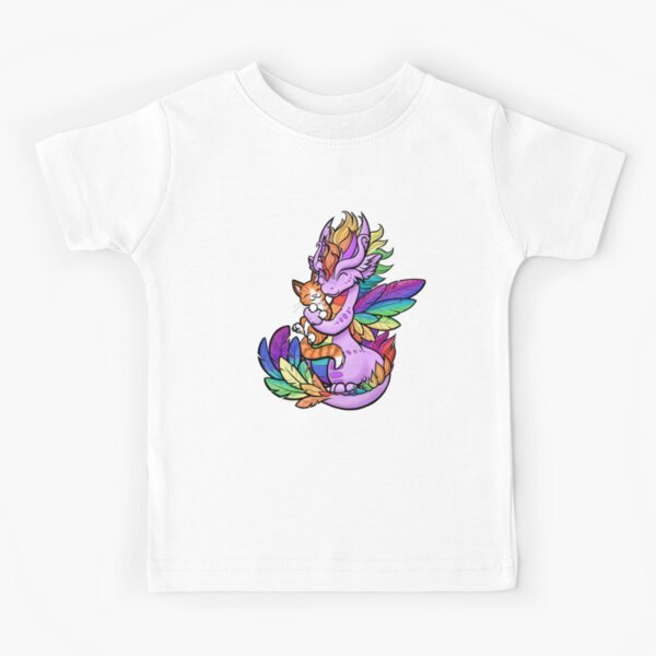 Rainbow Dragon with Kitty Friend Kids T-Shirt