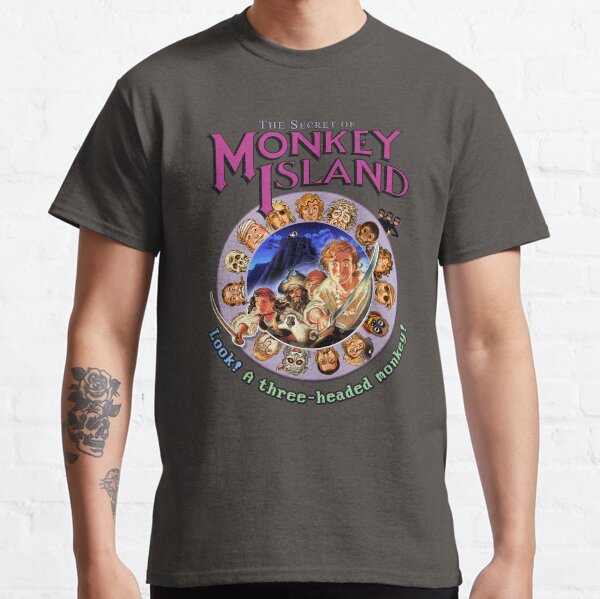 Item preview, Secret of Monkey Island - Look! A Three-Headed MONKEY! Classic MS-DOS point and click graphic adventure game! designed and sold by RetroTeeStudio.