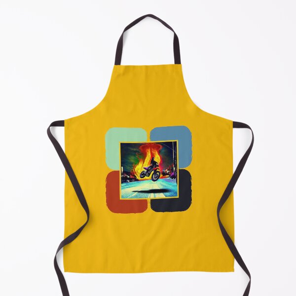 Item preview, Motorcycle Stunt Rider Riding through fire in a Psychedelic Style Design designed and sold by CoyoteGifts.