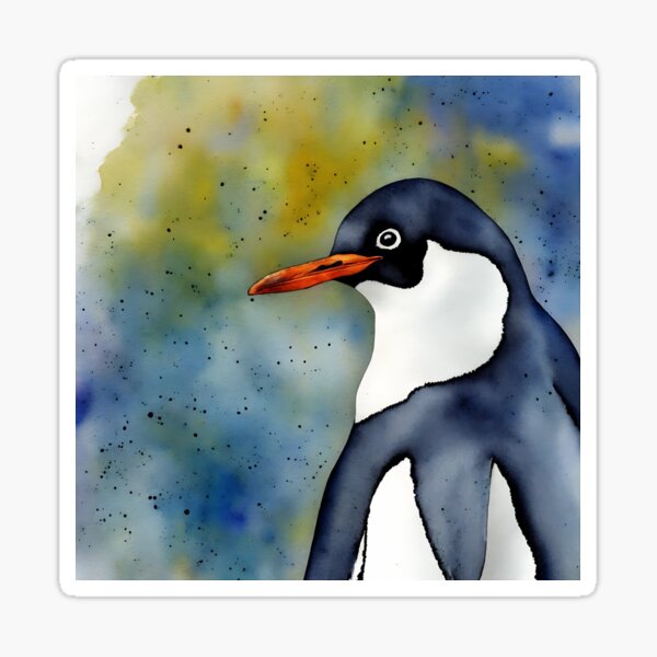 Item preview, Penguin highly detailed watercolor painting designed and sold by DrawItOnce.