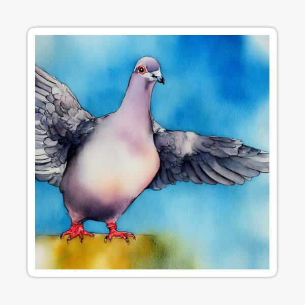 Item preview, Pigeon highly detailed watercolor painting designed and sold by DrawItOnce.