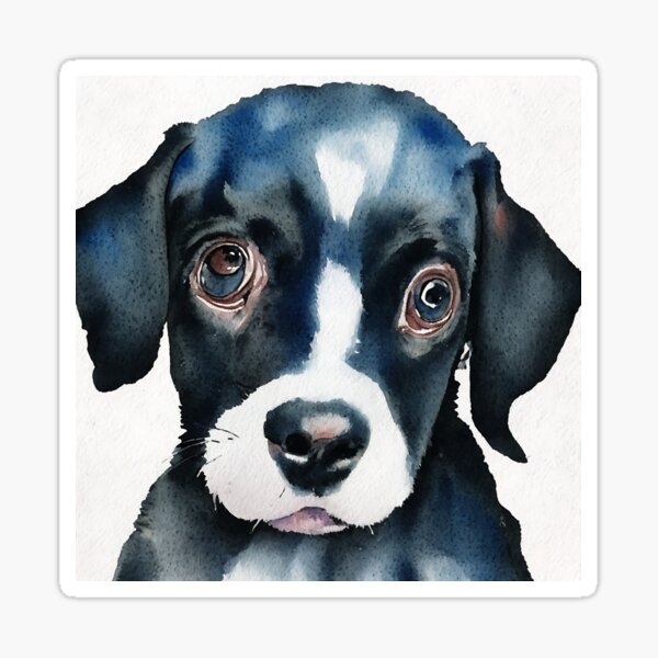 Item preview, Puppy highly detailed watercolor painting designed and sold by DrawItOnce.