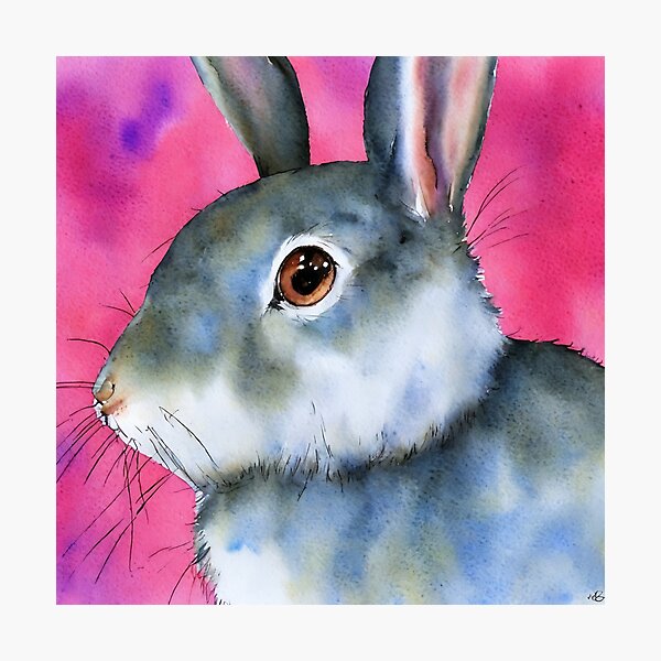 Item preview, Rabbit highly detailed watercolor painting designed and sold by DrawItOnce.