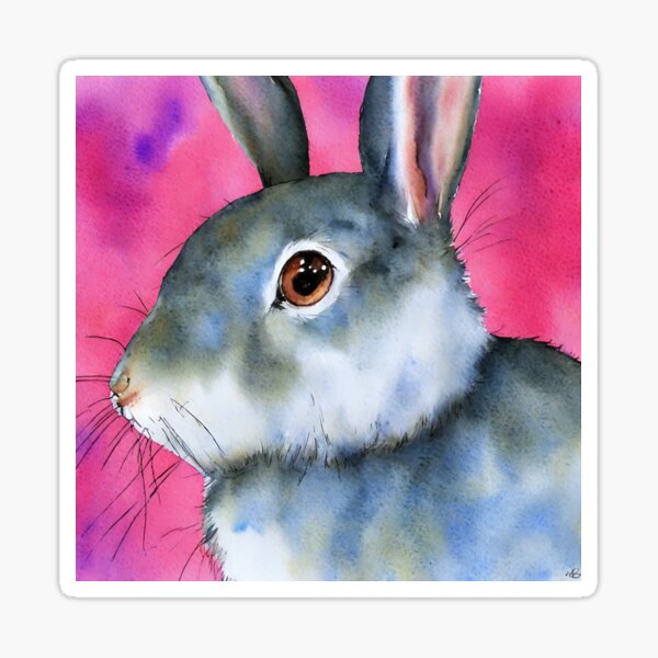 Item preview, Rabbit highly detailed watercolor painting designed and sold by DrawItOnce.