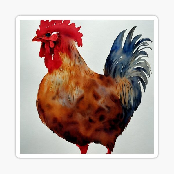 Item preview, Rooster highly detailed watercolor painting designed and sold by DrawItOnce.