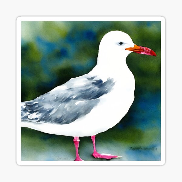 Item preview, Seagull highly detailed watercolor painting designed and sold by DrawItOnce.
