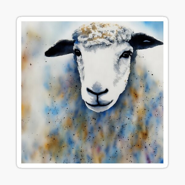 Item preview, Sheep highly detailed watercolor painting designed and sold by DrawItOnce.