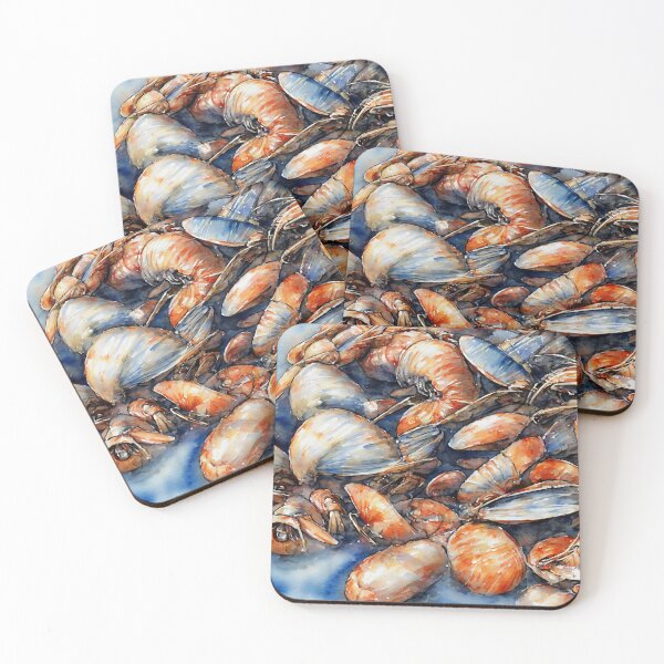Item preview, Shellfish highly detailed watercolor painting designed and sold by DrawItOnce.