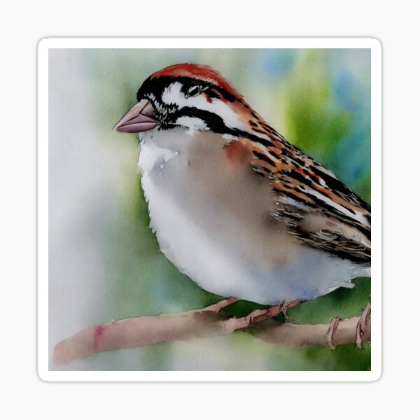 Item preview, Sparrow highly detailed watercolor painting designed and sold by DrawItOnce.