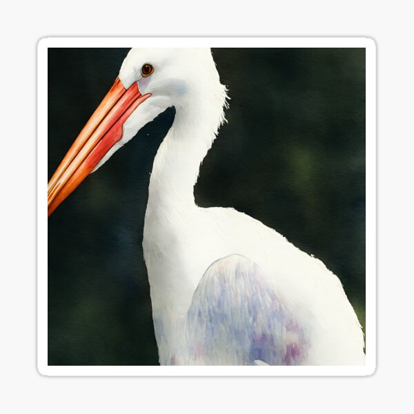 Item preview, Stork highly detailed watercolor painting designed and sold by DrawItOnce.