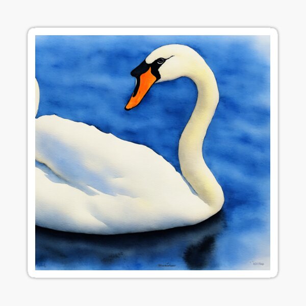 Item preview, Swan highly detailed watercolor painting designed and sold by DrawItOnce.