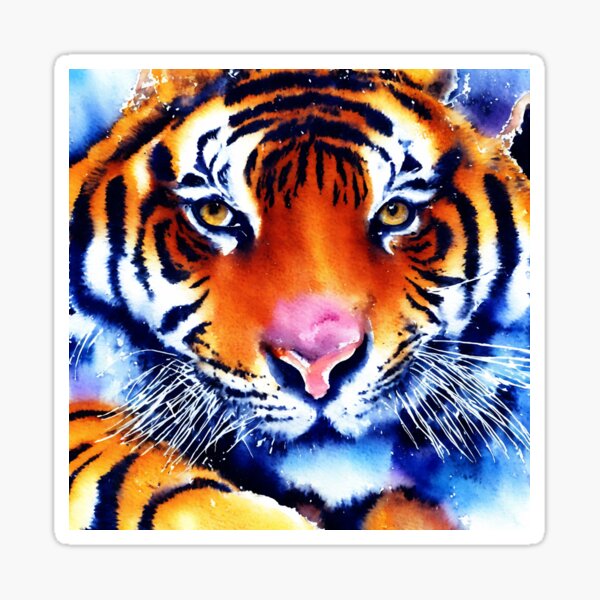 Item preview, Tiger highly detailed watercolor painting designed and sold by DrawItOnce.