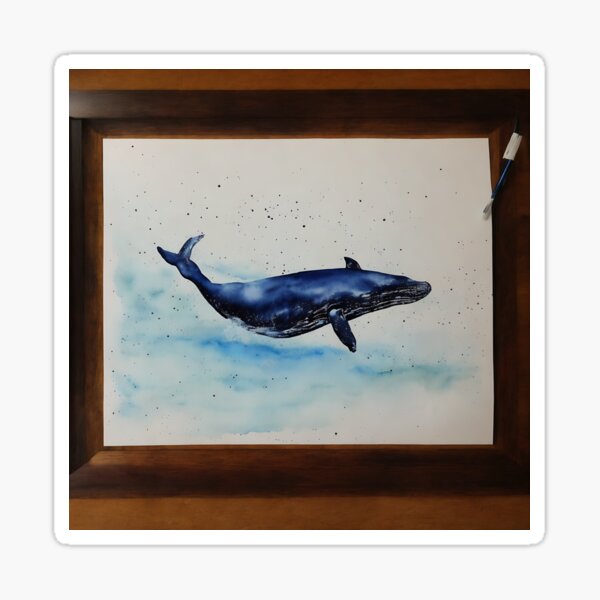 Item preview, Whale highly detailed watercolor painting designed and sold by DrawItOnce.