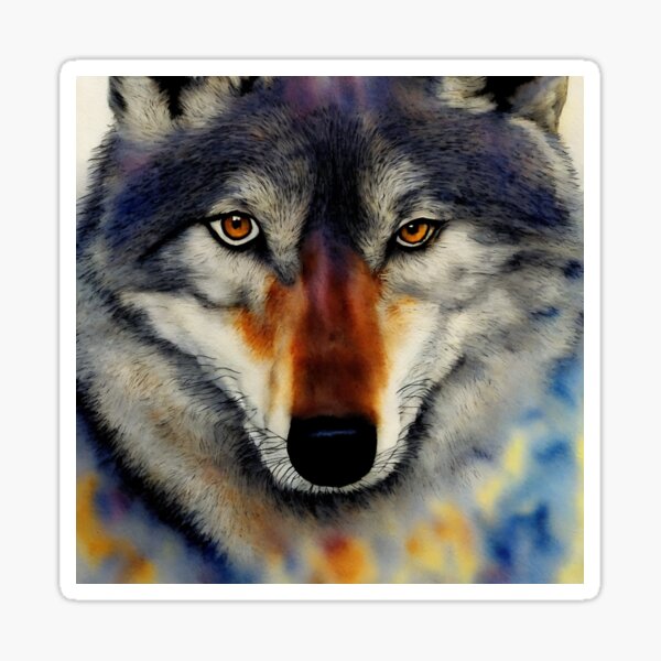 Item preview, Wolf highly detailed watercolor painting designed and sold by DrawItOnce.