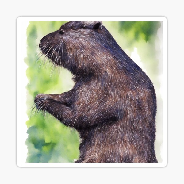 Item preview, Beaver highly detailed watercolor painting designed and sold by DrawItOnce.