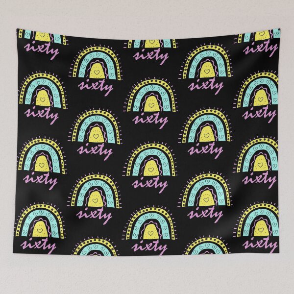 Item preview, Sixty Year Old Sixtieth Birthday Cute Fun Doodle Boho Rainbow designed and sold by LadySaltwater.