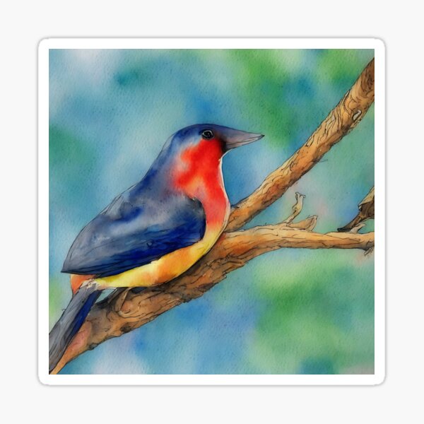 Item preview, Bird highly detailed watercolor painting designed and sold by DrawItOnce.