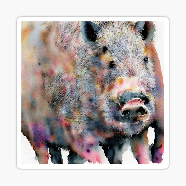 Item preview, Boar highly detailed watercolor painting designed and sold by DrawItOnce.