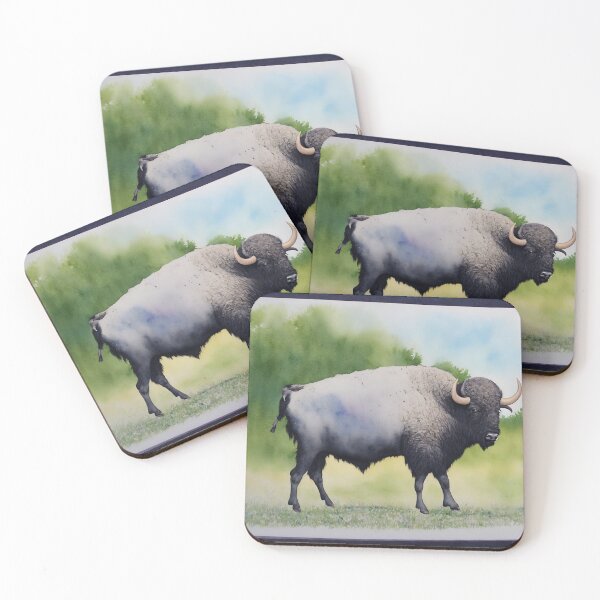 Item preview, Buffalo highly detailed watercolor painting designed and sold by DrawItOnce.