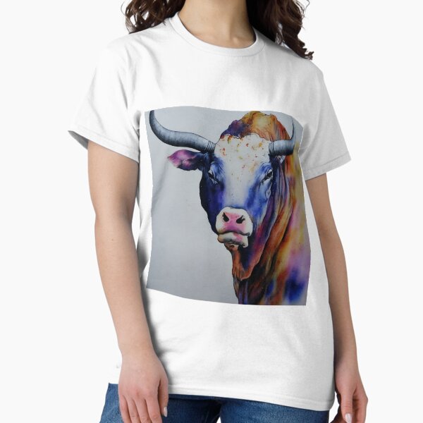 Item preview, Bull highly detailed watercolor painting designed and sold by DrawItOnce.