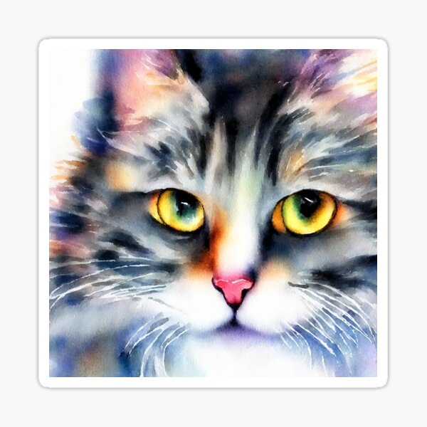 Item preview, Cat highly detailed watercolor painting designed and sold by DrawItOnce.