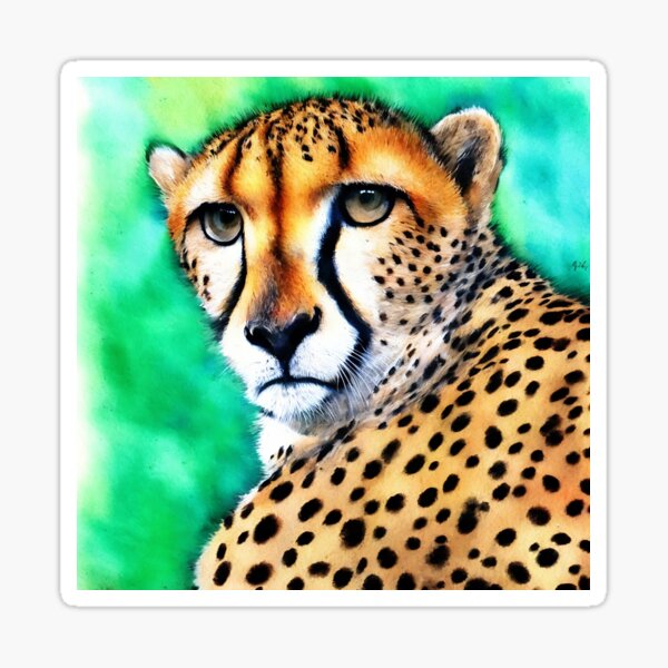 Item preview, Cheetah highly detailed watercolor painting designed and sold by DrawItOnce.