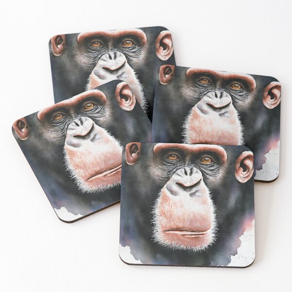 Item preview, Chimpanzee highly detailed watercolor painting designed and sold by DrawItOnce.