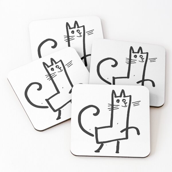 Item preview, Cute funny cube cat hand drawn doodles walking designed and sold by vishalraifx.