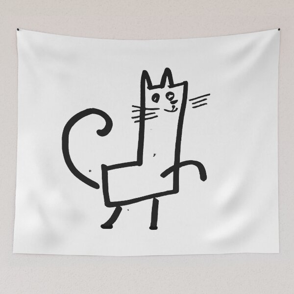 Item preview, Cute funny cube cat hand drawn doodles walking designed and sold by vishalraifx.