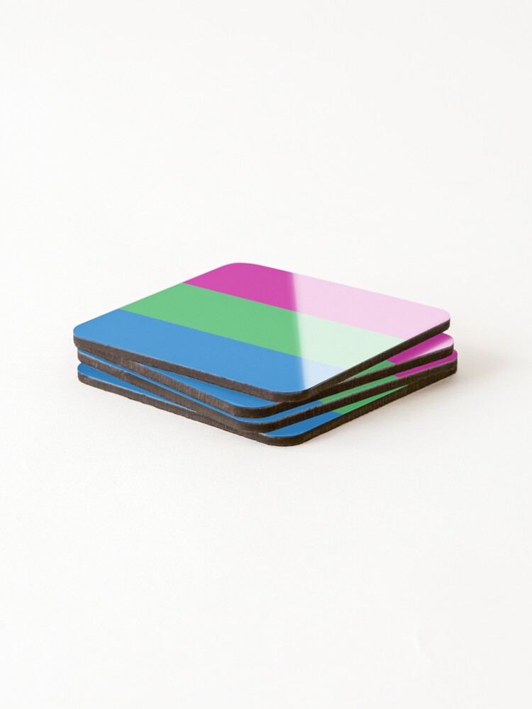 Thumbnail 4 of 5, Coasters (Set of 4), Polysexual Flag Color Block designed and sold by Proud-Rabbit.